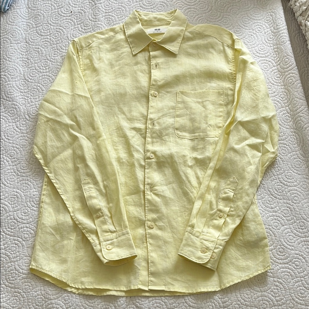 Uniqlo Light Yellow Linen Button-Down Shirt
